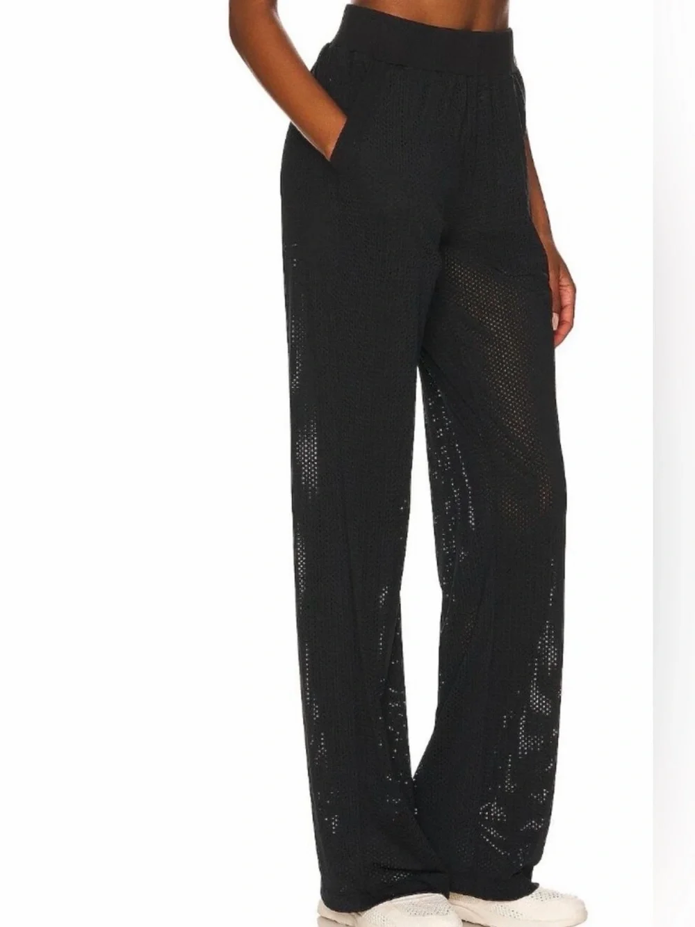 Alo yoga mesh all star wide leg pant in Black size extra small